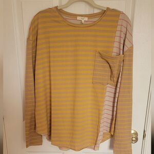 Easel NWTS Med Striped Long Sleeve Shirt with Pocket